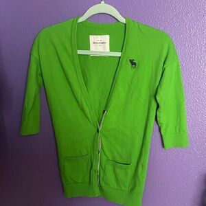 Abercrombie & Fitch Kids Bright Green Cardigan Button Down With Pockets